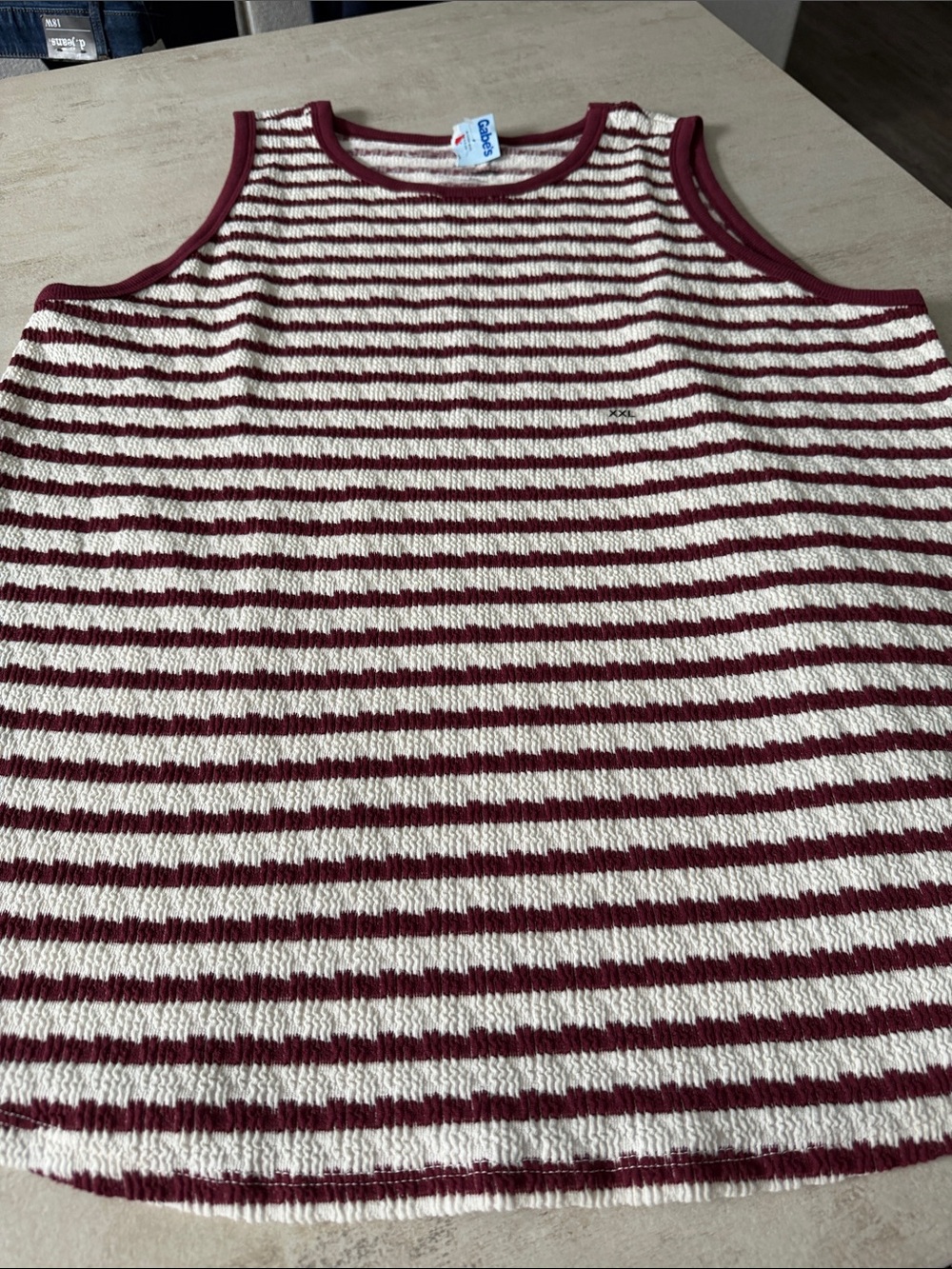 Striped Burgundy and Cream Knit Tank Top